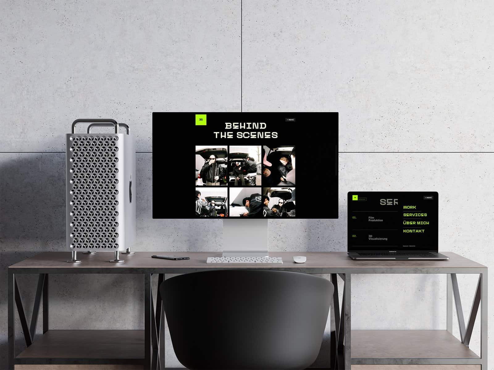 Präsentation der 35 Mill Portfolio Website auf verschiedenen Geräten
