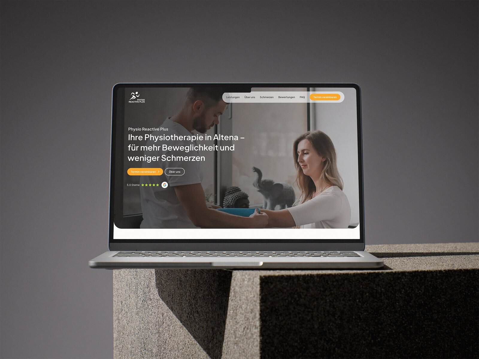Onepager für Physio Reactive Plus in Altena mit klarer Praxisinformation